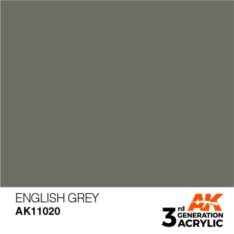 Acrílicos de 3rd Generación, ENGLISH GREY– STANDARD. Bote 17 ml. Marca Ak-Interactive. Ref: Ak11020.