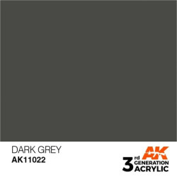 Acrílicos de 3rd Generación, DARK GREY– STANDARD. Bote 17 ml. Marca Ak-Interactive. Ref: Ak11022.