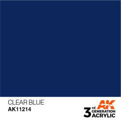 Acrílicos de 3rd Generación, CLEAR BLUE– STANDAR. Bote 17 ml. Marca Ak-Interactive. Ref: Ak11214.