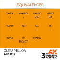 Acrílicos de 3rd Generación, CLEAR YELLOW– STANDARD. Bote 17 ml. Marca Ak-Interactive. Ref: Ak11217.