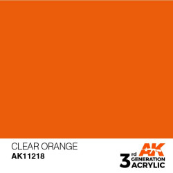 Acrílicos de 3rd Generación, CLEAR ORANGE– STANDARD. Bote 17 ml. Marca Ak-Interactive. Ref: Ak11218.