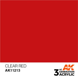 Acrílicos de 3rd Generación, CLEAR RED– STANDARD. Bote 17 ml. Marca Ak-Interactive. Ref: Ak11213.