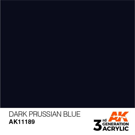 Acrílicos de 3rd Generación, DARK PRUSSIAN BLUE– STANDARD. Bote 17 ml. Marca Ak-Interactive. Ref: Ak11189.