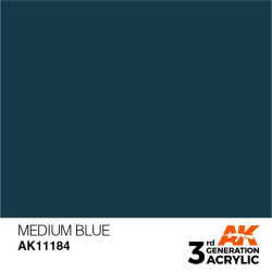 Acrílicos de 3rd Generación,MEDIUM BLUE– STANDARD. Bote 17 ml. Marca Ak-Interactive. Ref: Ak11184.