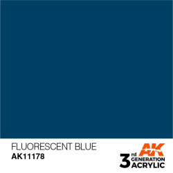 Acrílicos de 3rd Generación,FLUORESCENT BLUE– STANDARD. Bote 17 ml. Marca Ak-Interactive. Ref: Ak11178.