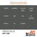 Acrílicos de 3rd Generación, FRENCH BLUE – STANDARD. Bote 17 ml. Marca Ak-Interactive. Ref: Ak11166.