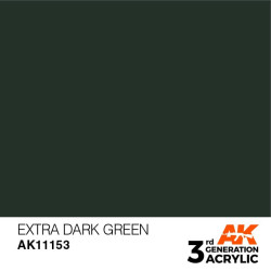 Acrílicos de 3rd Generación, EXTRA DARK GREEN – STANDARD. Bote 17 ml. Marca Ak-Interactive. Ref: Ak11153.