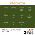 Acrílicos de 3rd Generación, MEDIUM OLIVE GREEN – STANDARD. Bote 17 ml. Marca Ak-Interactive. Ref: Ak11148.