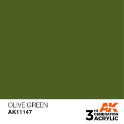 Acrílicos de 3rd Generación,   OLIVE GREEN – STANDARD. Bote 17 ml. Marca Ak-Interactive. Ref: Ak11147.