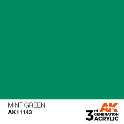 Acrílicos de 3rd Generación,   MINT GREEN – STANDARD. Bote 17 ml. Marca Ak-Interactive. Ref: Ak11143.