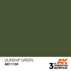 Acrílicos de 3rd Generación,   GUNSHIP GREEN – STANDARD. Bote 17 ml. Marca Ak-Interactive. Ref: Ak11150.