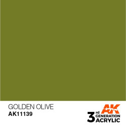 Acrílicos de 3rd Generación, GOLDEN OLIVE – STANDARD. Bote 17 ml. Marca Ak-Interactive. Ref: Ak11139.