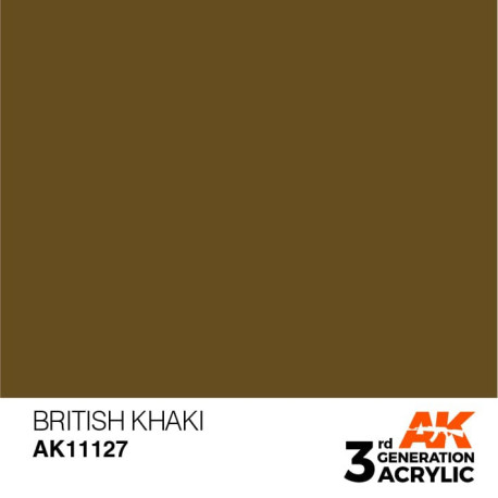 Acrílicos de 3rd Generación, BRITISH KHAKI – STANDARD. Bote 17 ml. Marca Ak-Interactive. Ref: Ak11127.