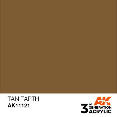 Acrílicos de 3rd Generación, TAN EARTH – STANDARD. Bote 17 ml. Marca Ak-Interactive. Ref: Ak11121.