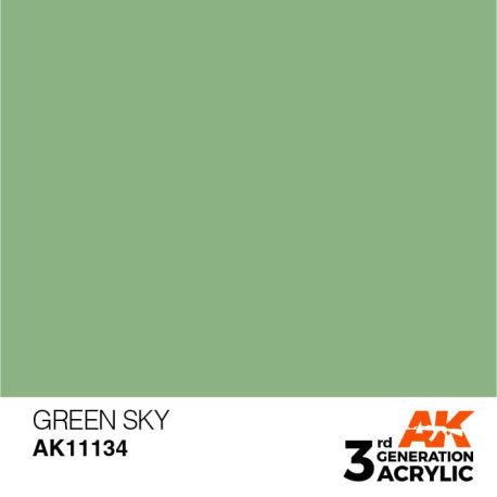 Acrílicos de 3rd Generación, GREEN SKY – STANDARD. Bote 17 ml. Marca Ak-Interactive. Ref: Ak11134.