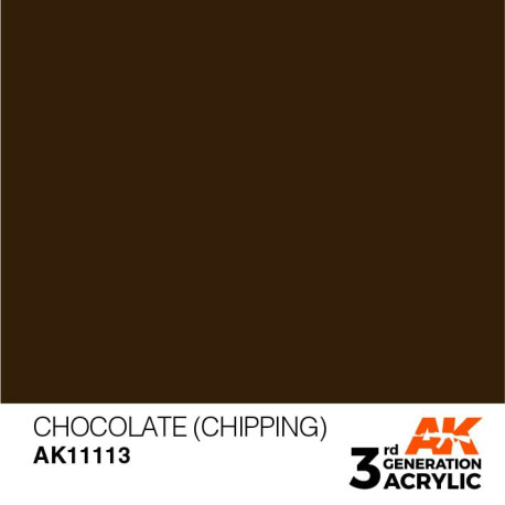 Acrílicos de 3rd Generación, CHOCOLATE (CHIPPING) – STANDARD. Bote 17 ml. Marca Ak-Interactive. Ref: Ak11113.