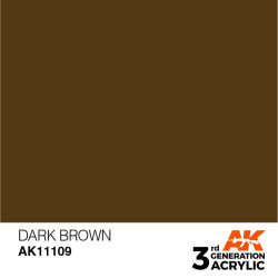 Acrílicos de 3rd Generación,   DARK BROWN– STANDARD. Bote 17 ml. Marca Ak-Interactive. Ref: Ak11109.