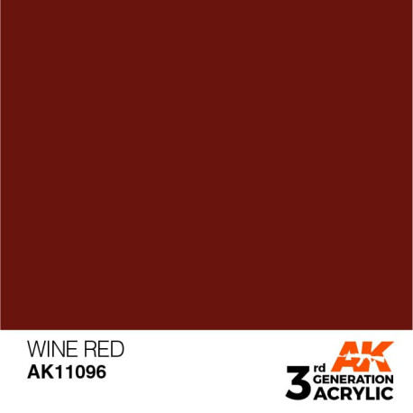 Acrílicos de 3rd General, WINE RED – STANDARD. Bote 17 ml. Marca Ak-Interactive. Ref: Ak11096.