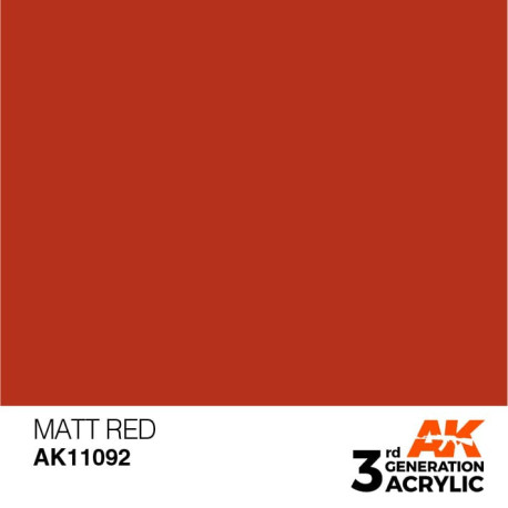 Acrílicos de 3rd General, MATT RED – STANDARD. Bote 17 ml. Marca Ak-Interactive. Ref: Ak11092.