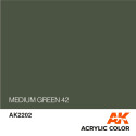 Acrílico Serie Air Medium Green 42. Bote 17 ml. Marca Ak-Interactive. Ref: Ak2202.