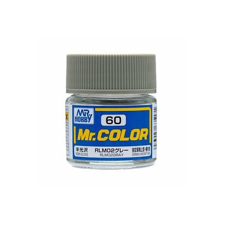 Lacquer paint RLM02 Gray. Bote 10 ml. Marca MR.Hobby. Ref: C060.