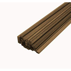 Listones madera Nogal 3 x 3 x 1000 mm. Paquete de 10 unidades. Marca Amati. Ref: 241003.