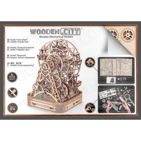 Noria, madera contrachapada, Kit de montaje. Marca Wooden City. Ref: 57306.