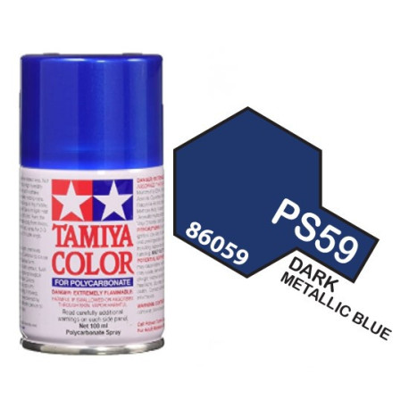 Spray Policarbonato Dark metallic blue. Bote 100 ml. Marca Tamiya. Ref: PS-59.