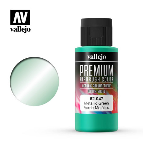 Verde Metálico. Premium Airbrush Color. Bote 60 ml. Marca Vallejo. Ref: 62047.