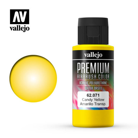 Amarillo Transparente . Premium Airbrush Color. Bote 60 ml. Marca Vallejo. Ref: 62071.