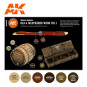 Set acrilicos 3D, para tonos de madera y madera vieja, Vol.1. Marca AK Interactive. Ref: AK11673.