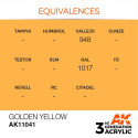 Acrílicos de 3rd Generación, GOLDEN YELLOW – STANDARD. Bote 17 ml. Marca Ak-Interactive. Ref: Ak11041.