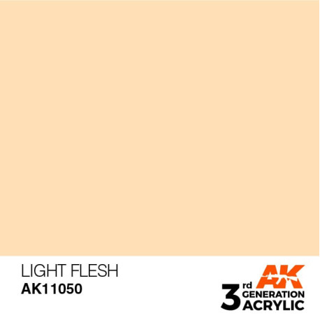 Acrílicos de 3rd Generación, LIGHT FLESH– STANDARD. Bote 17 ml. Marca Ak-Interactive. Ref: Ak11050.