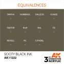 Acrílicos de 3rd Generación, SOOTY BLACK - INK . Bote 17 ml. Marca Ak-Interactive. Ref: Ak11222.