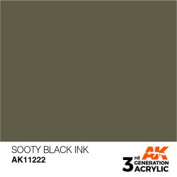 Acrílicos de 3rd Generación, SOOTY BLACK - INK  . Bote 17 ml. Marca Ak-Interactive. Ref: Ak11222.