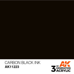 Acrílicos de 3rd Generación, CARBON BLACK - INK . Bote 17 ml. Marca Ak-Interactive. Ref: Ak11223.