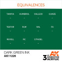 Acrílicos de 3rd Generación, DARK GREEN - INK . Bote 17 ml. Marca Ak-Interactive. Ref: Ak11226.