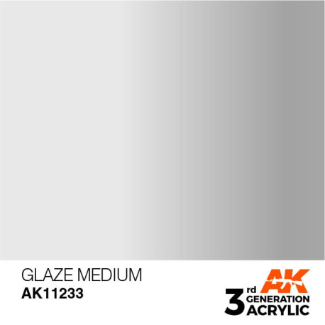 Acrílicos de 3rd, GLAZE MEDIUM -AUXILIARY . Bote 17 ml. Marca Ak-Interactive. Ref: Ak11233.