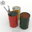 Barriles metálicos de 2.000L y bomba manual. Escala 1:35. Marca Macone. Ref: HDM35083.