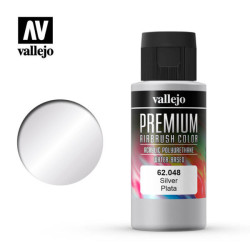 Premium Plata. Premium Airbrush Color. Bote 60 ml. Marca Vallejo. Ref: 62048.