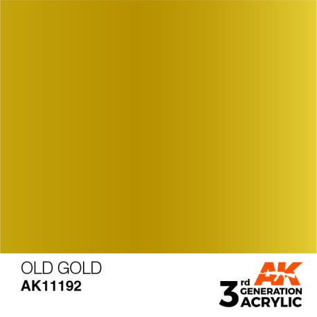 Acrílicos de 3rd Generación, OLD GOLD – METALIC. Bote 17 ml. Marca Ak-Interactive. Ref: Ak11192.