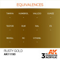 Acrílicos de 3rd Generación, RUSTY GOLD – METALIC. Bote 17 ml. Marca Ak-Interactive. Ref: Ak11193.