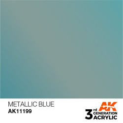 Acrílicos de 3rd Generación, METALLIC BLUE – METAlLIC. Bote 17 ml. Marca Ak-Interactive. Ref: Ak11199.