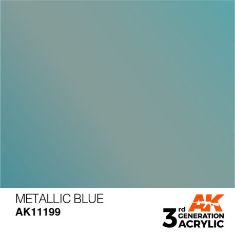 Acrílicos de 3rd Generación, METALLIC BLUE – METALlIC. Bote 17 ml. Marca Ak-Interactive. Ref: Ak11199.