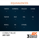 Acrílicos de 3rd General, COBALT BLUE –METALLIC . Bote 17 ml. Marca Ak-Interactive. Ref: Ak11201.