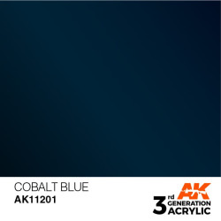 Acrílicos de 3rd General, COBALT BLUE –METALLIC . Bote 17 ml. Marca Ak-Interactive. Ref: Ak11201.