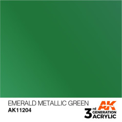 Acrílicos de 3rd General,EMERALD METALLIC GREEN –METALLIC . Bote 17 ml. Marca Ak-Interactive. Ref: Ak11204.
