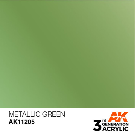 Acrílicos de 3rd General, METALLIC GREEN –METALLIC . Bote 17 ml. Marca Ak-Interactive. Ref: Ak11205.