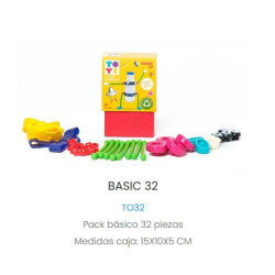 Pack básico 32 piezas. Kit de juego creativo sin instrucciones, reciclando. Marca Toyi. Ref: TO32.