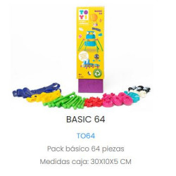Pack básico 64 piezas. Kit de juego creativo sin instrucciones, reciclando. Marca Toyi. Ref: TO64.